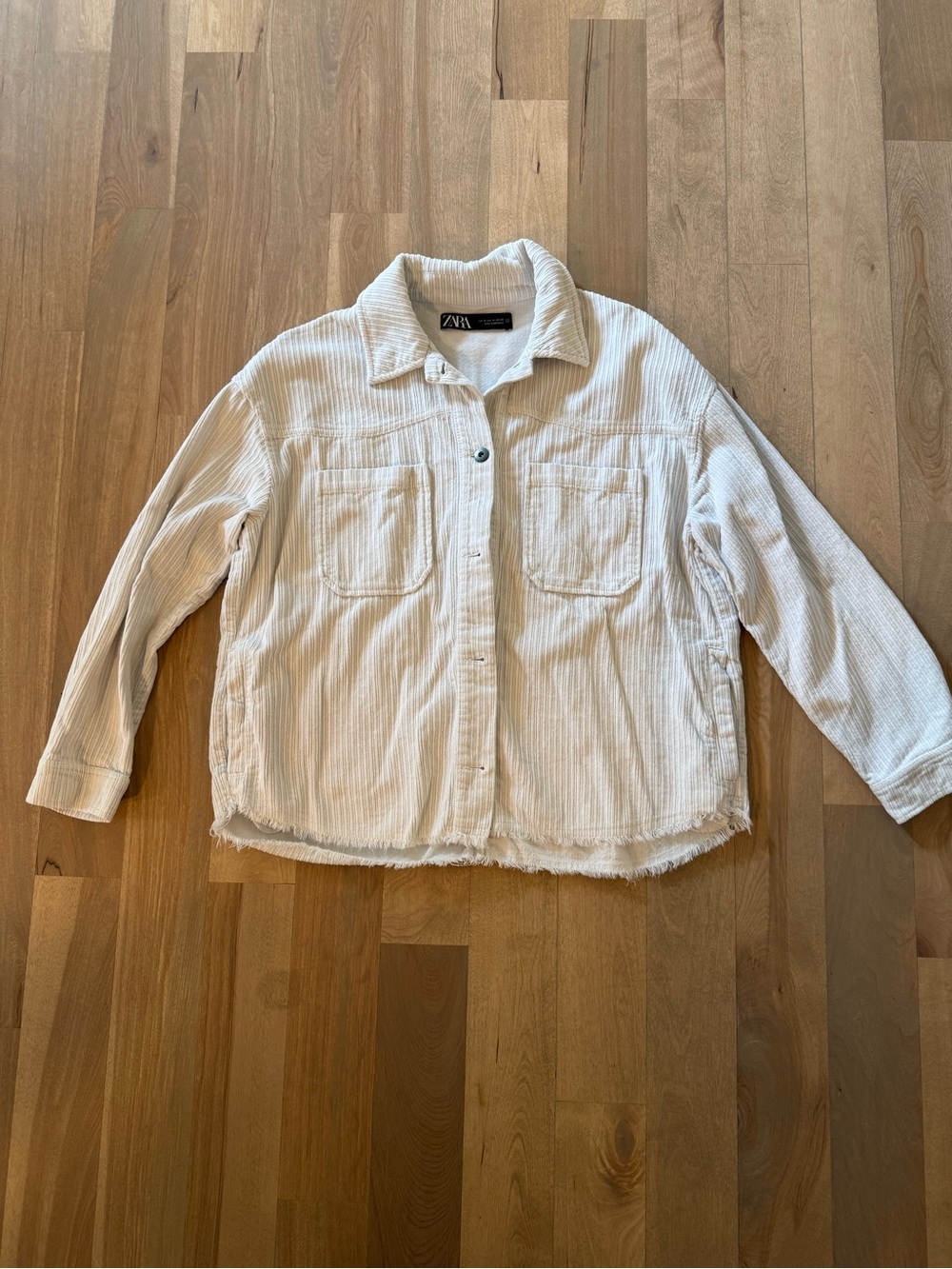 ZARA Off-White Corduroy Button-Up Jacket